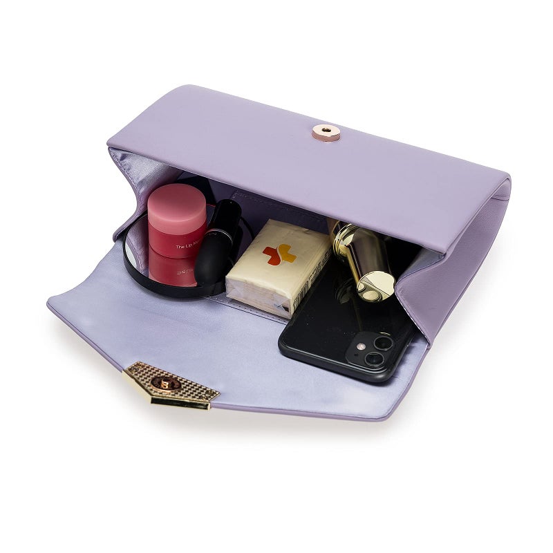 CHARMING TAILOR PU Clutch Purse for Women Evening Bag Chic Clutch Handbag for Special-occasion (Lilac) - Image 4